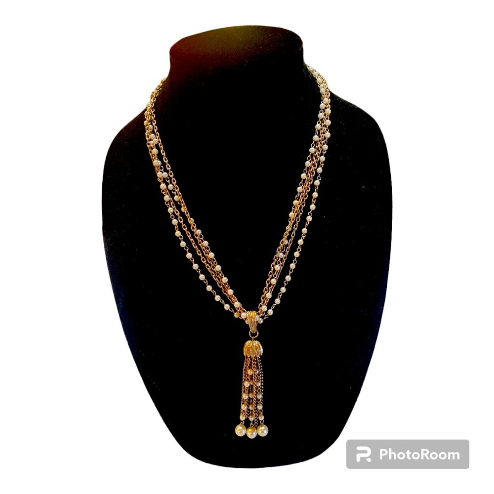 Vintage Antique Pearl and Chain Necklace